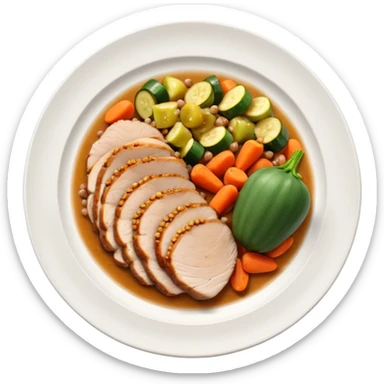 Backed turkey breast with buckwheat and stewed vegetables (zucchini, carrots) sticker