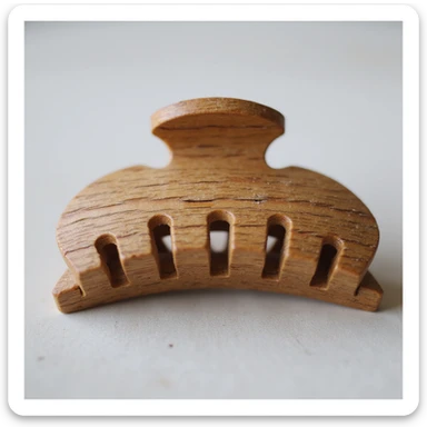 realistic hairclip made of wood material, photorealistic style sticker