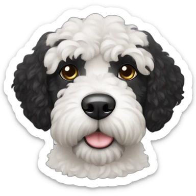 black face Portuguese water dog with white chin and chest sticker