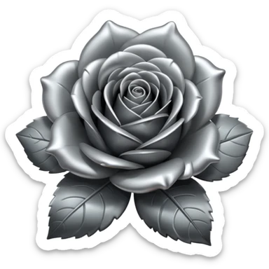 metallic gray chrome rose sticker
