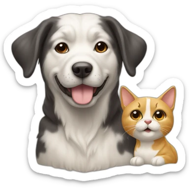 Chien qui fait un câlin à un chat sticker