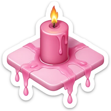 A drawing of a flaming pink candle that could be used on a romantic dinner table. The camera should be isometric at a right angle. sticker