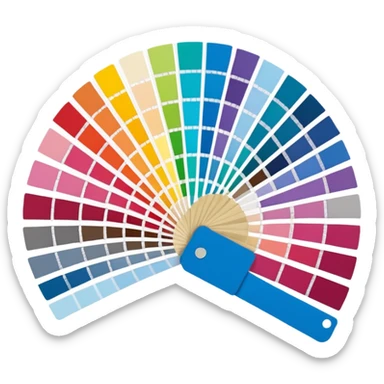 Pantone color swatch fan. The swatches should be fanned out, each with a different color. sticker
