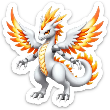 Meloetta-Reshiram-Wargreymon-Sergal-Pokémon-Digimon-Fakémon-fusion-hybrid-creature sticker