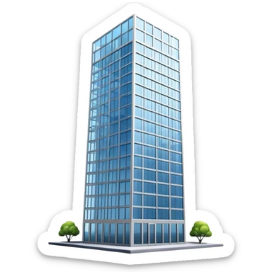 generate realistic detailed office glass building in 3d style sticker