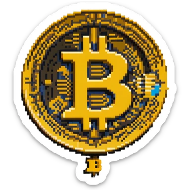 Bitcoin gold coin with B symbol sticker