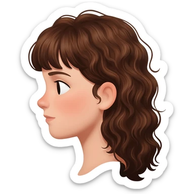 Side profile Forward head posture so the guys head should be forward of his neck but it make a white girl with brown curly hair and bangs longer hair side profile head forward of neck sticker