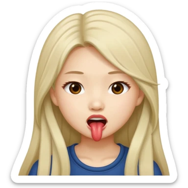 wasian girl with long hair biting lip sticker