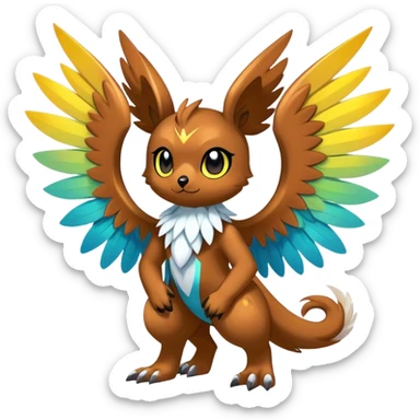 Anthro Sona Cool Edgy Cute Colorful Shy Winged Shiny Fakemon-Fantasy-Creature Full Body sticker