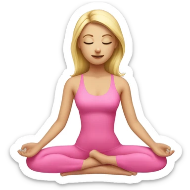 Blonde girl doing yoga in pink suit  sticker