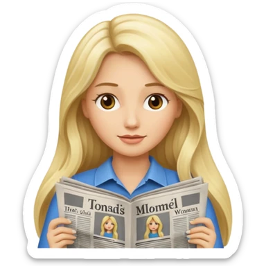 newspaper read blonde long haired woman sticker