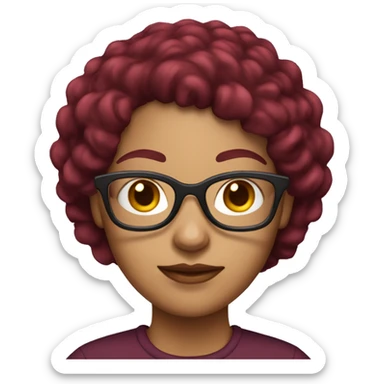 Light skin women with burgundy hair and glasses  sticker
