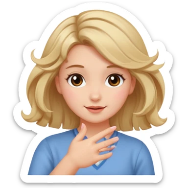 a girl twirling her hair around her finger while blushing with hearted eyes  sticker