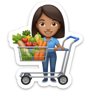 build me a personalized emoji whee it's a smart cart for grocery and a latino looking face that works as jack of all trades sticker