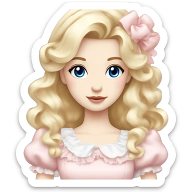 sweet lolita blond hair blue eyes white skin light pink dress sticker