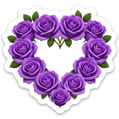 Heart made of purple roses and text in the center that says Ginger  sticker