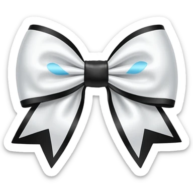 white satin Bow + black bow sticker
