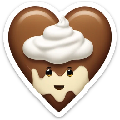 Brown heart emoji with whipped cream on top  sticker