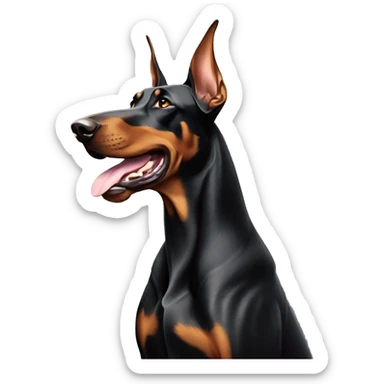 Doberman qui écoute de la musique  sticker