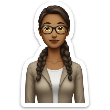 tall slender brown woman dark brown hair with glasses pretty young sticker
