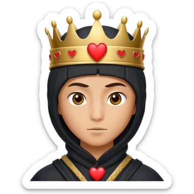 Ninja con ojos de corazón y una corana sticker