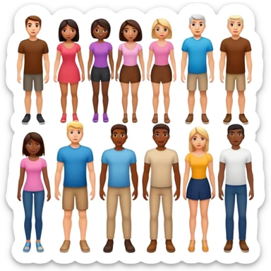 american men and woman photorealistic standing on feet sticker