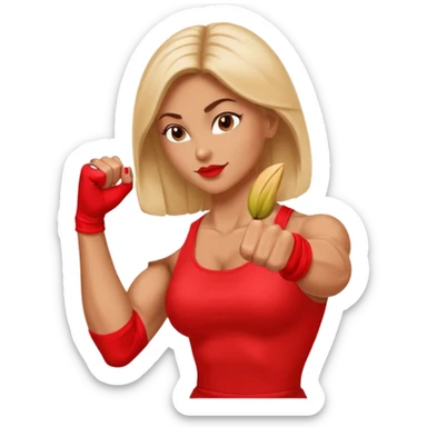 Woman with muscular arms and a manicured hand in a fist sticker