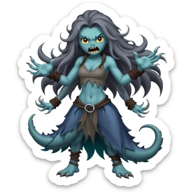 dark angry siren monster, full body sticker