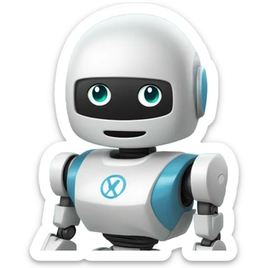 Un robot con imagen en texto diciendo gracias  sticker