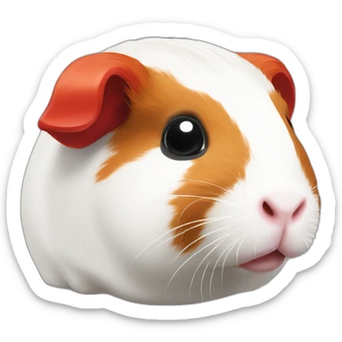 Guinea pig White and Red, its nose and bottom is red sticker