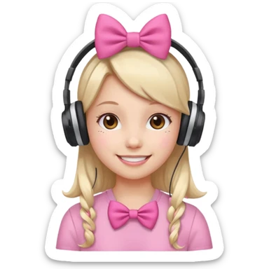 Girlish type bows with headphones etc sticker