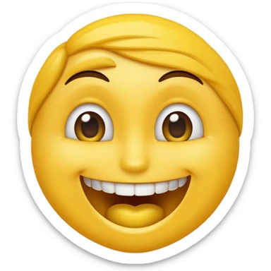 Emoji amoureux tête jaune avec un sourire et le doigt sur les dents  sticker