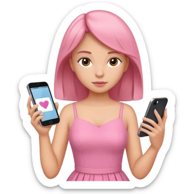 pink dressed girl online shopping  sticker