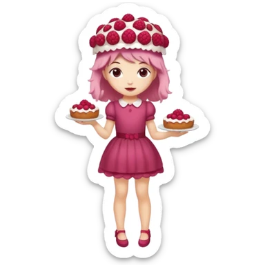 Raspberry torte human full body and legs girl with a raspberry barrette on her head sticker