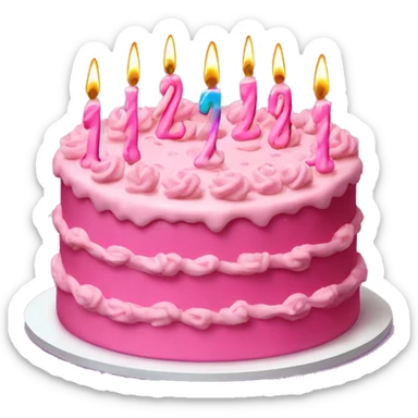 Pink birthday cake with 21 numeral candles sticker