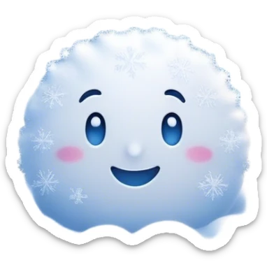 Cinematic Realistic Snow Emoji, Soft and delicate, with fluffy snowflakes drifting gently to the ground. The snow blankets the landscape in a peaceful, serene hush, creating a calm and sparkling atmosphere. Soft glowing outline, capturing the essence of tranquility, winter beauty, and crisp, clean freshness in a scene of falling snow! sticker