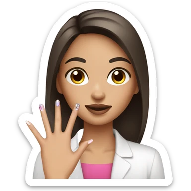 Brunette Girl getting a manicure at nail salon sticker