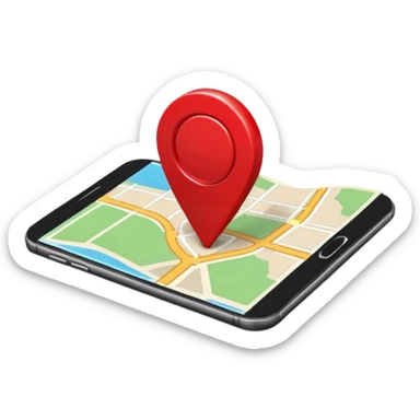 Emoji of a red location pin on a small folded map, iPhone emoji style. Flat design, smooth gradients, rounded edges, soft shadows, clean look, white background sticker