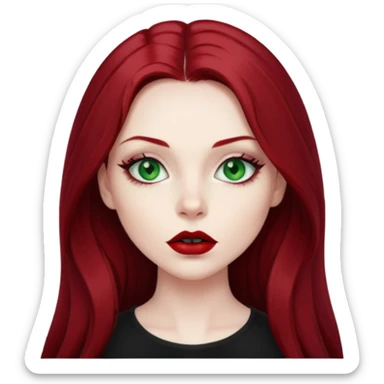 Alternative Girl  long dark red hair green eyes sticker