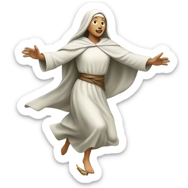 saint brigid running, with a large stride and arms outstretched sticker