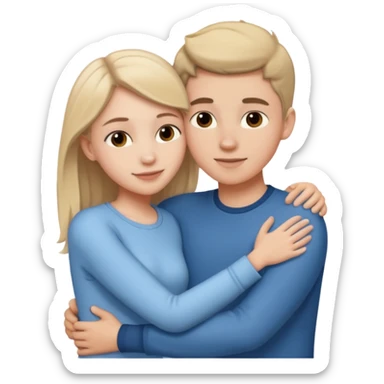 teen couple hugging white male, white girl sticker