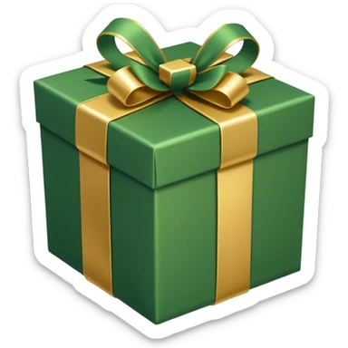 gift box with green wrapping and gold ribbon sticker