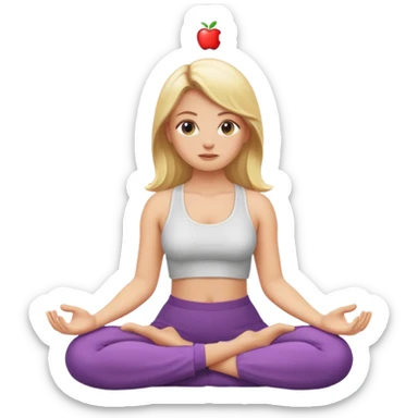 blonde white girl baddie emoji meditating, apple style, with a confident expression sticker