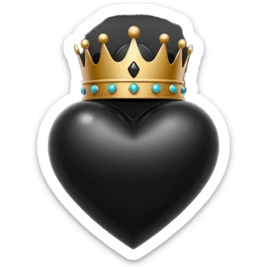 Corazon negro con corona sticker