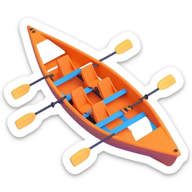 blue four-person Olympic rowing boat, top view sticker