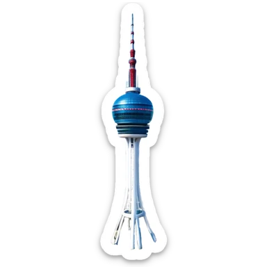 ​Cinematic Realistic N Seoul Tower, depicted in brilliant daylight as a slender, single-column tower rising from a modern cityscape, crowned by a sleek cylindrical observation deck offering panoramic views over Seoul, with crisp glass and steel surfaces reflecting clear blue skies and subtle architectural details that capture its futuristic elegance, sticker