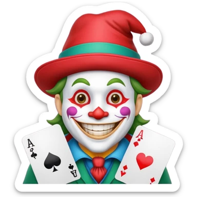 poker card with a funny jolly joker sticker