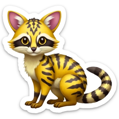 Exotic randomly colored colorful light cute lush warm-colored Fakémon-Fionbri-Vernid-Genet-creature with markings (full body) sticker
