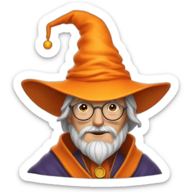 portrait of a wizard of Sillyness, with an orange hat sticker