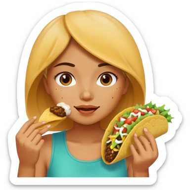Girl eating taco while sweating  sticker